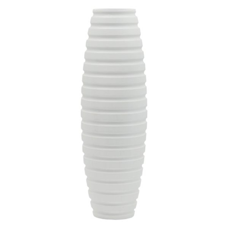 White Faux Wood Vase, 16″