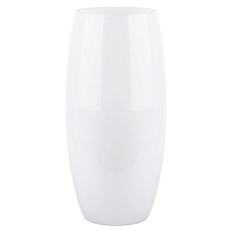 White Glass Vase, 14.5″