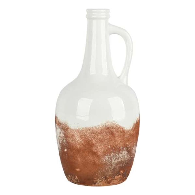 White Glazed Bottle Vase, 16.5″