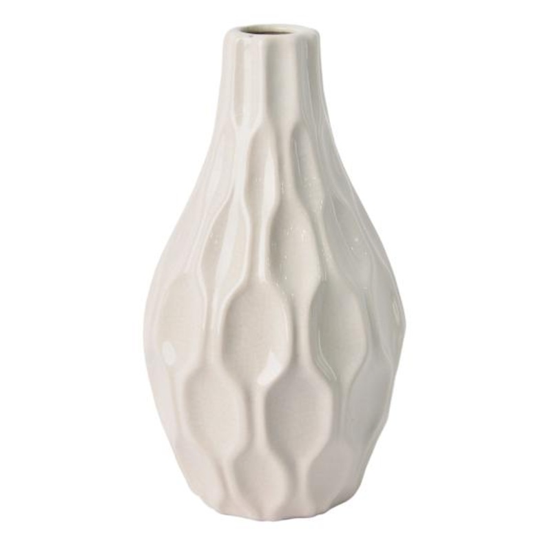 White & Grey Katherine Vase, 12″