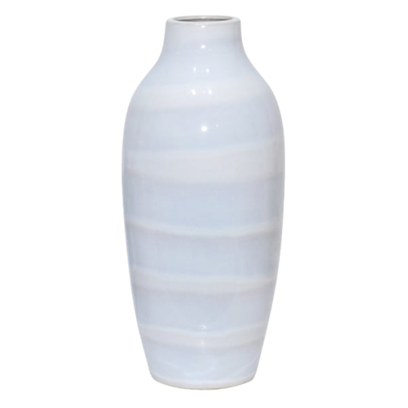 White & Light Blue Ceramic Vase, 18.5″