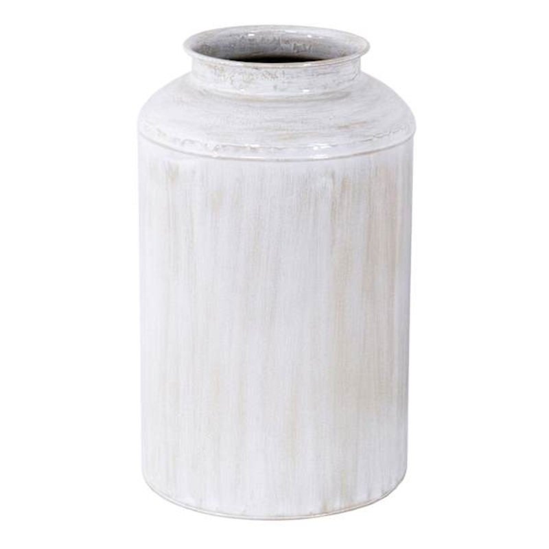 White Metal Vase, 14″