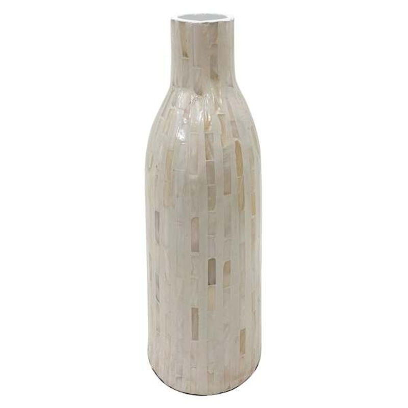 White Mother of Pearl Vase, 13″