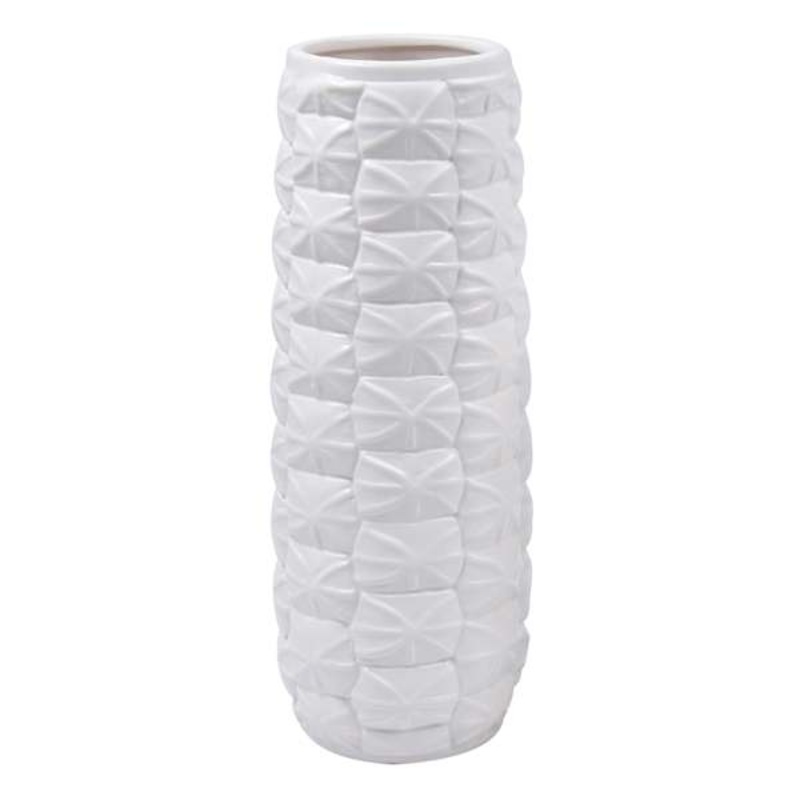White Origami Design Ceramic Vase, 12″