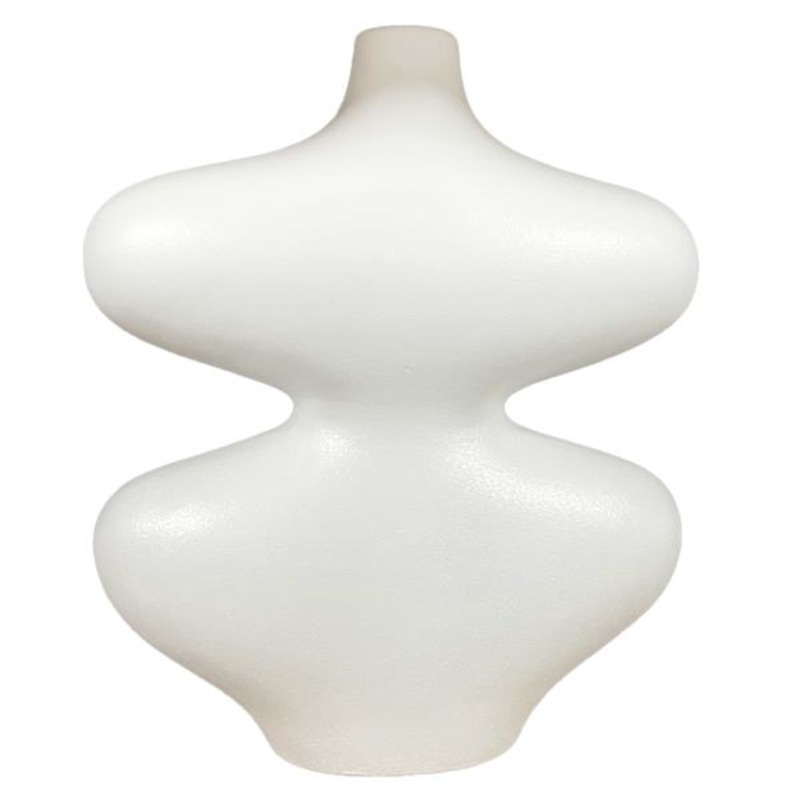 White Wavy Ceramic Vase, 14″