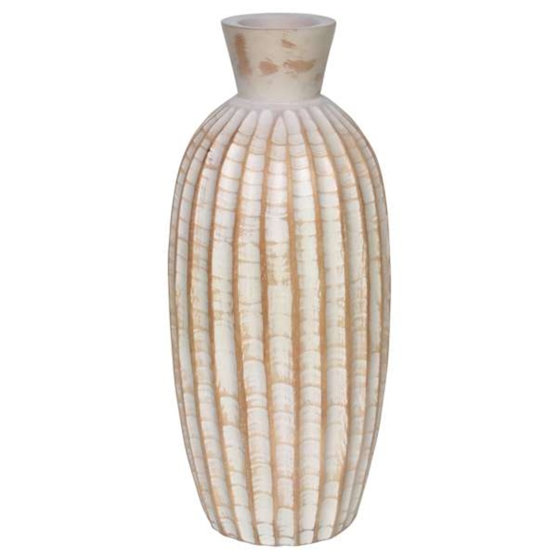 Whitewash Carved Vase, 14″