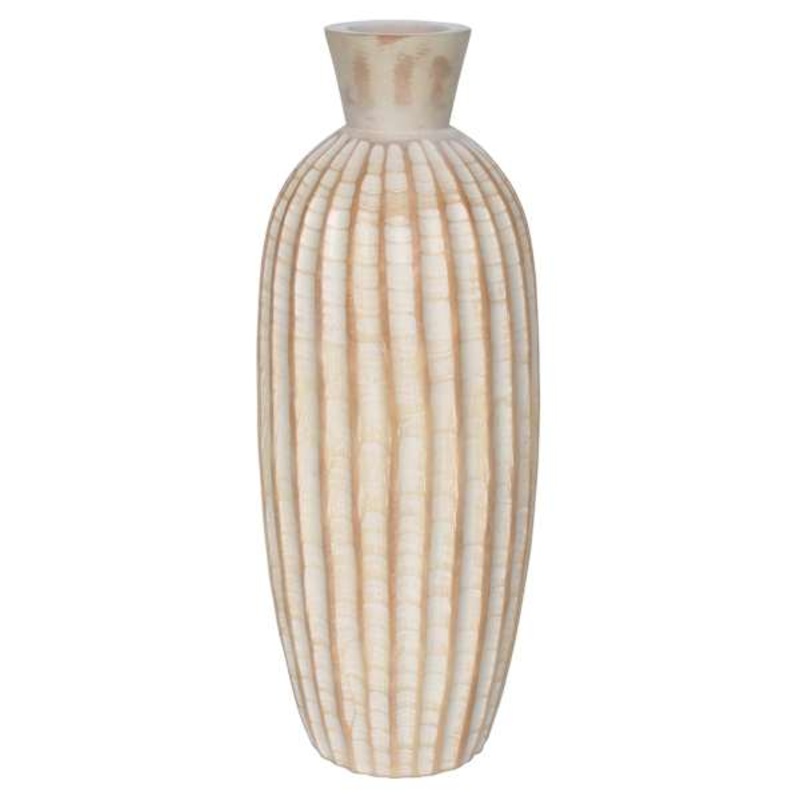 Whitewash Carved Vase, 16″