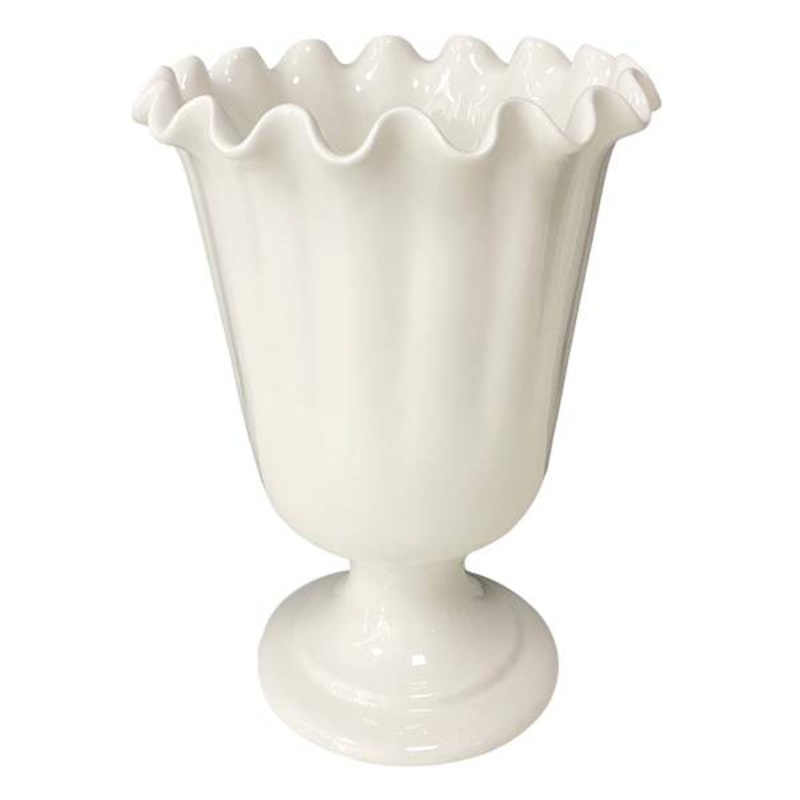 Willow Crossley White Pie Crust Edge Ceramic Vase, 13″