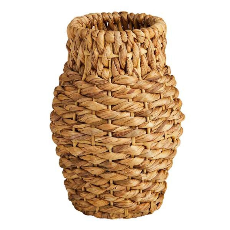 Woven Water Hyacinth Vase, 14″