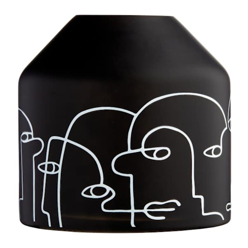 Black Glass Line Art Vase, 6″