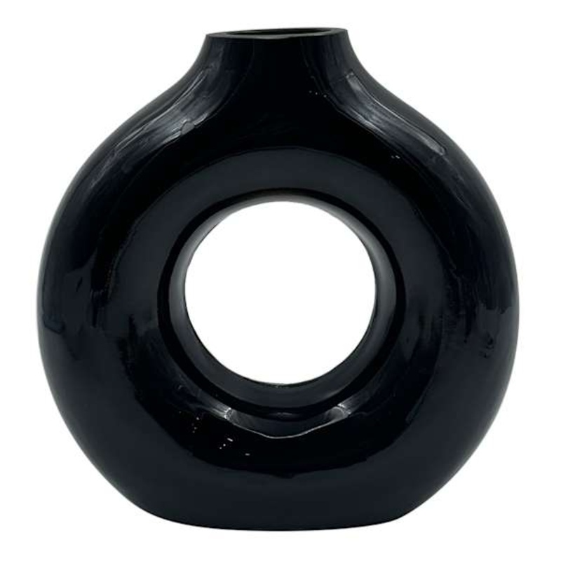 Black Glass Vase, 9.8×10