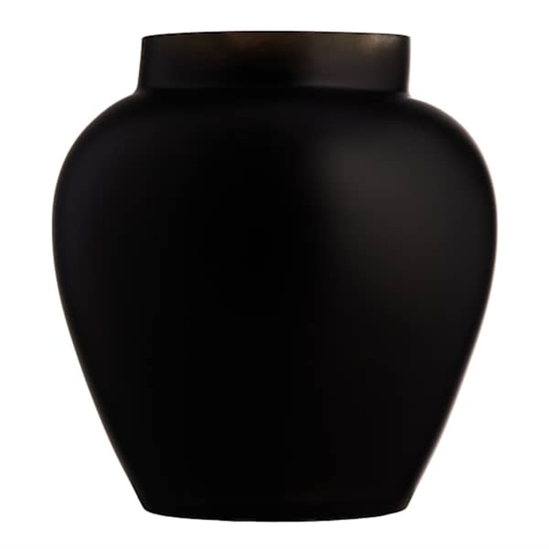 Black Matte Glass Vase, 9″
