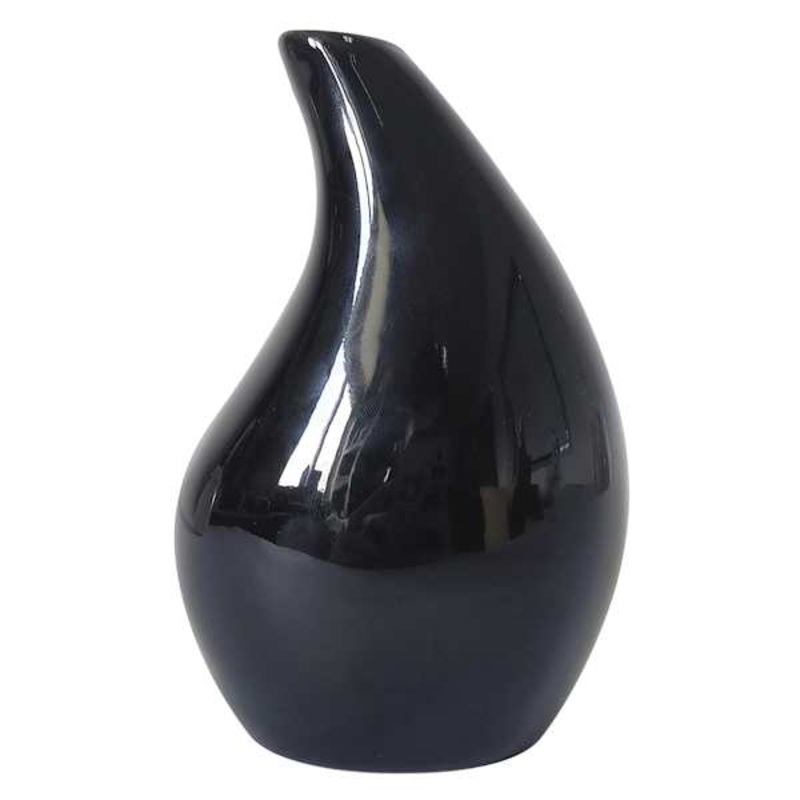 Black Raindrop Ceramic Bud Vase, 5″