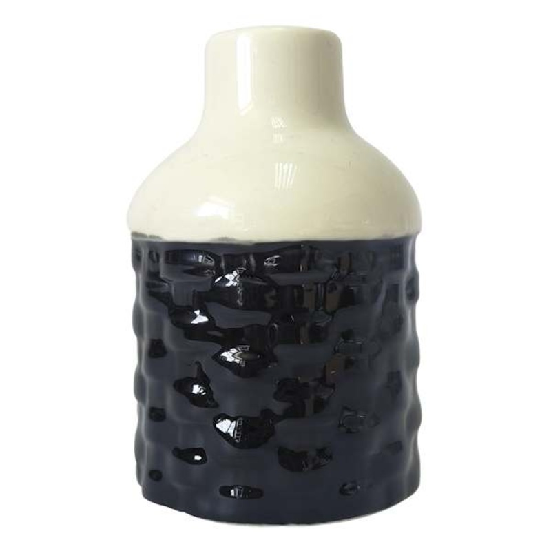 Black Weave Design Ceramic Bud Vase, 4″