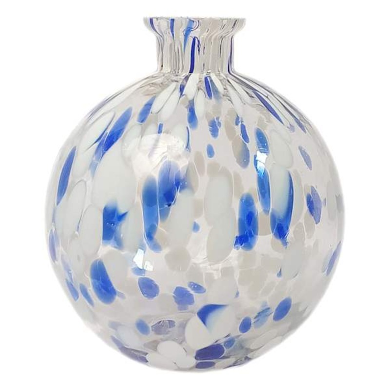 Blue and White Glass Vase, 6×7