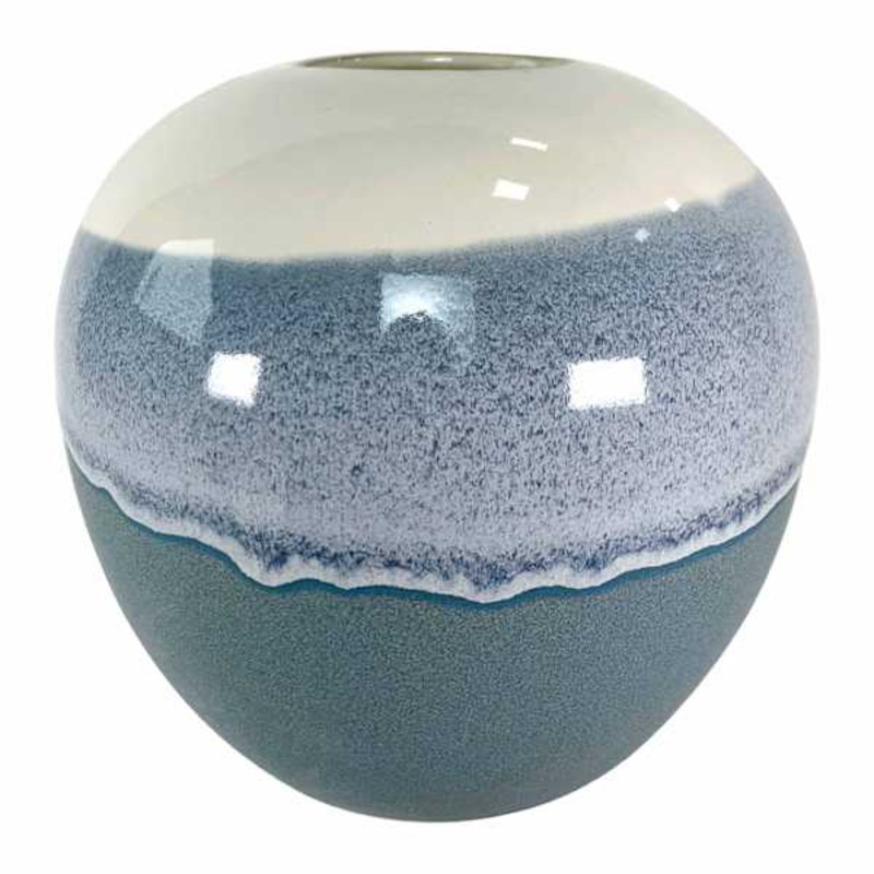 Blue Aqua Reactive Ceramic Vase, 7″