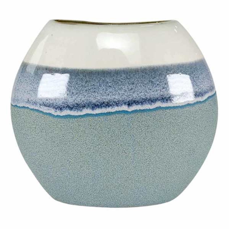 Blue Aqua Reactive Ceramic Vase, 8x3x7