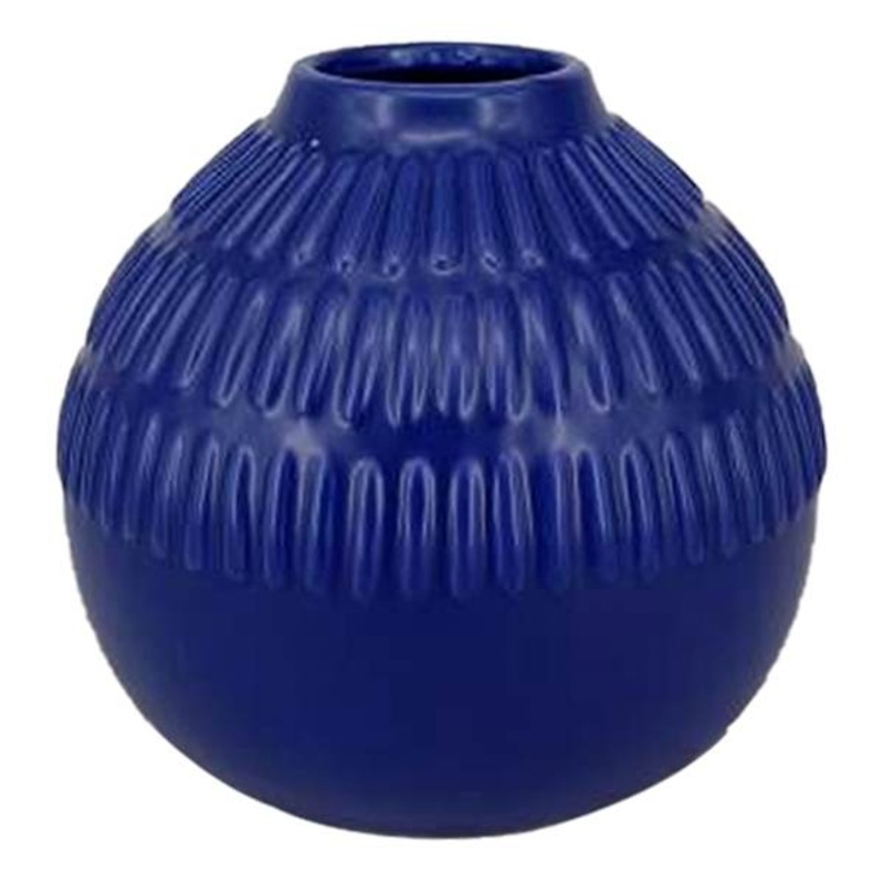 Blue Bevel Ceramic Vase, 6×5