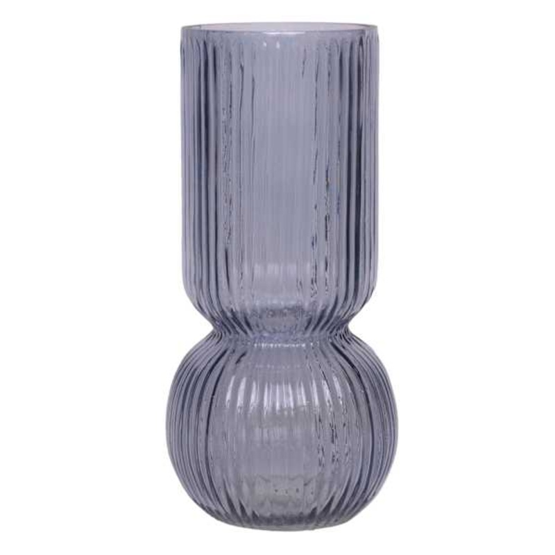 Blue Bottom Bubble Ribbed Vase, 9″