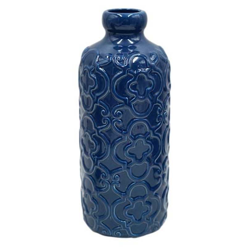 Blue Ceramic Vase, 10″