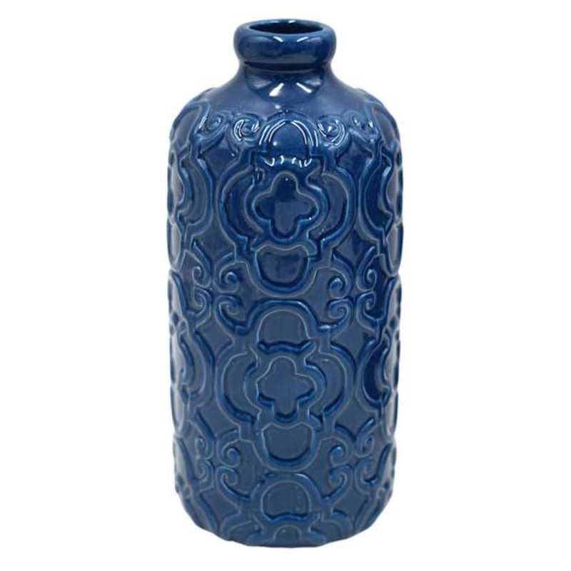 Blue Ceramic Vase, 8″