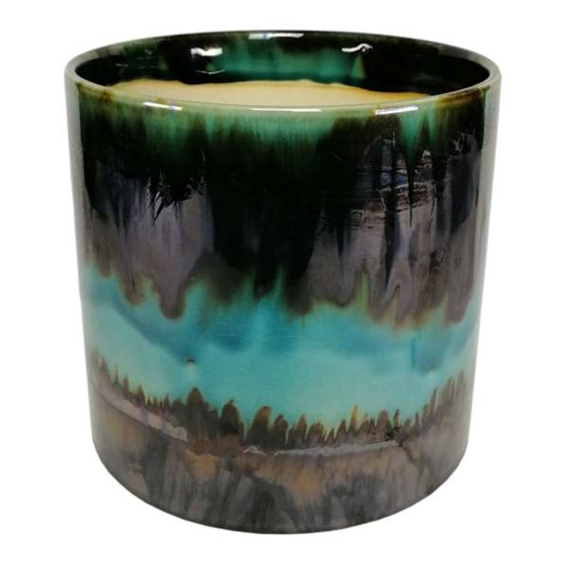 Blue Glazed Ceramic Pot, 6″