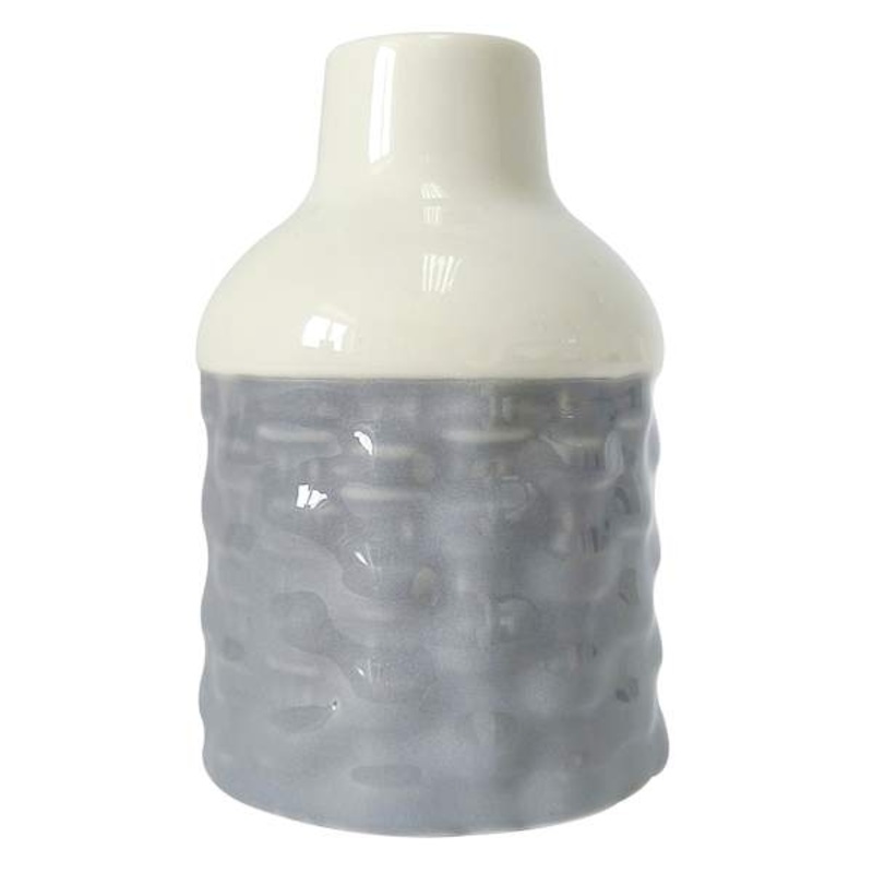 Blue Weave Design Ceramic Bud Vase, 4″