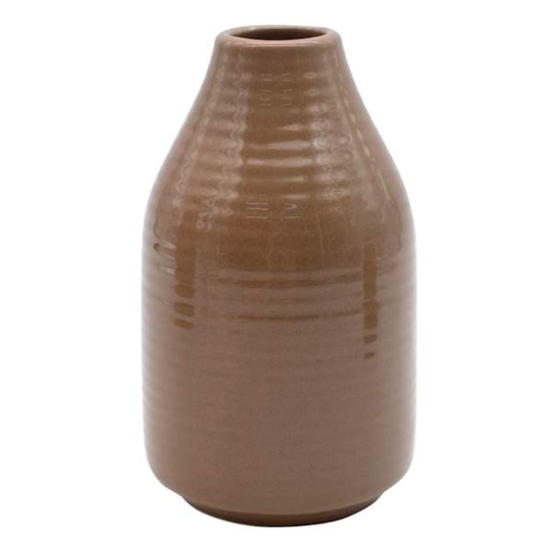 Brown Ceramic Vase, 6″