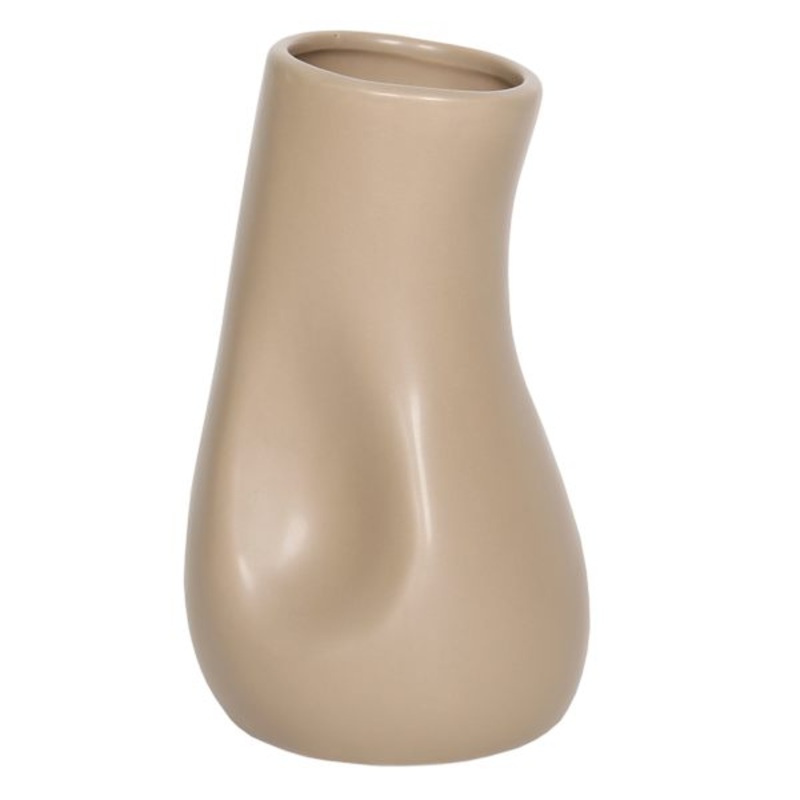 Brown Ceramic Vase, 8″