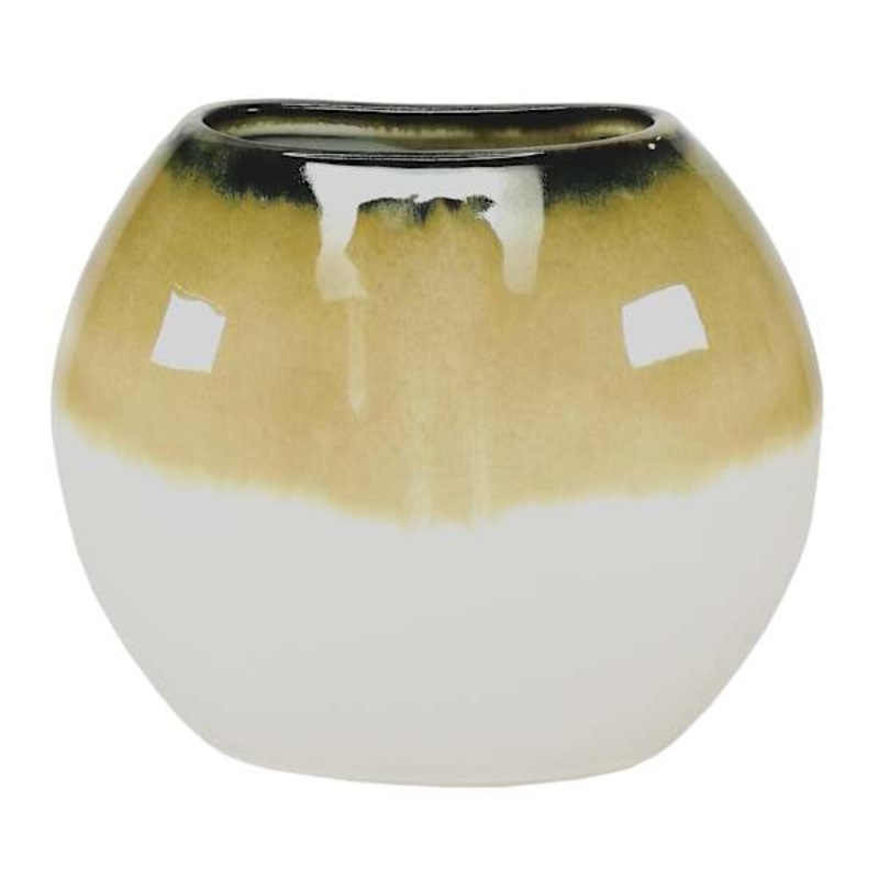 Brown Reactive Glaze Ceramic Vase, 7″
