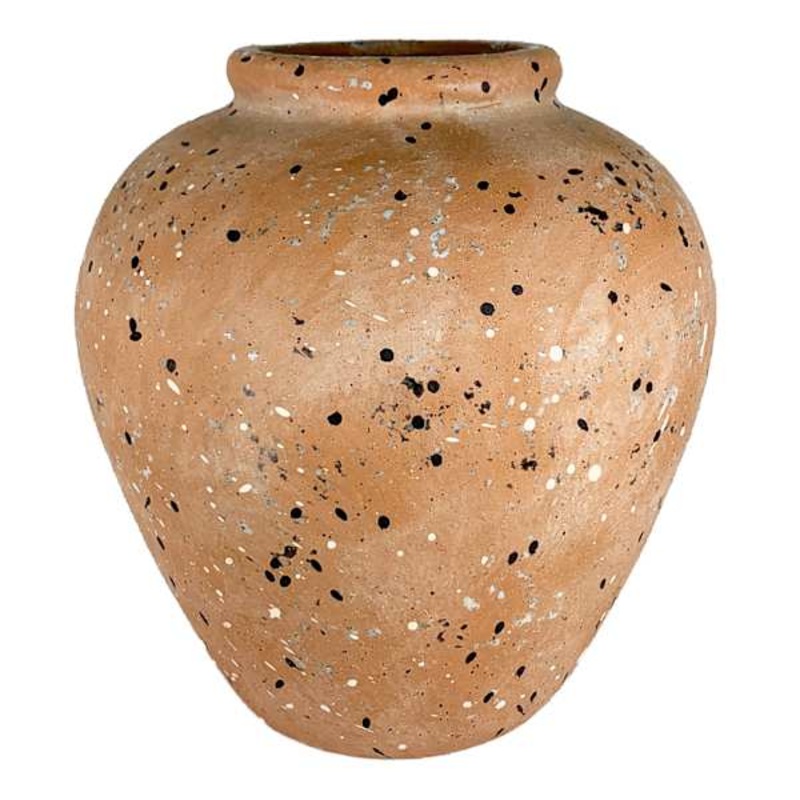 Brown Speckled Ceramic Vase, 8″