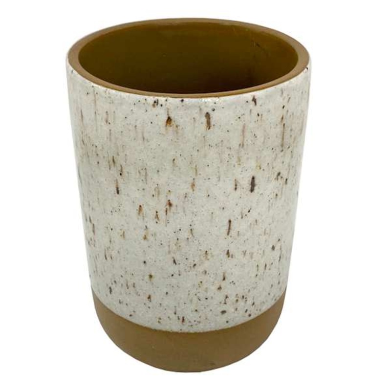 Brown Speckled Porcelain Vase, 7″