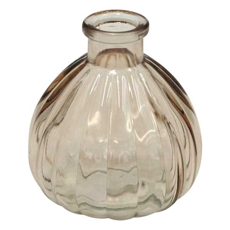 Brown Striped Glass Bud Vase, 4″