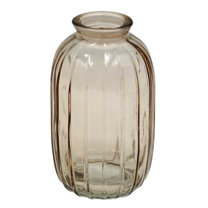 Brown Striped Glass Bud Vase, 5″