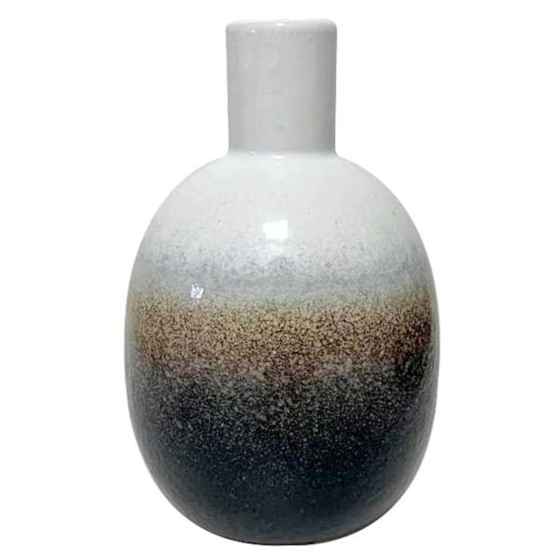 Brown & White Speckled Ceramic Vase, 6″
