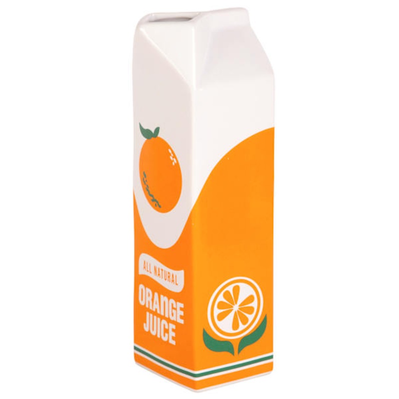 Ceramic Orange Juice Carton Vase, 9.57×3