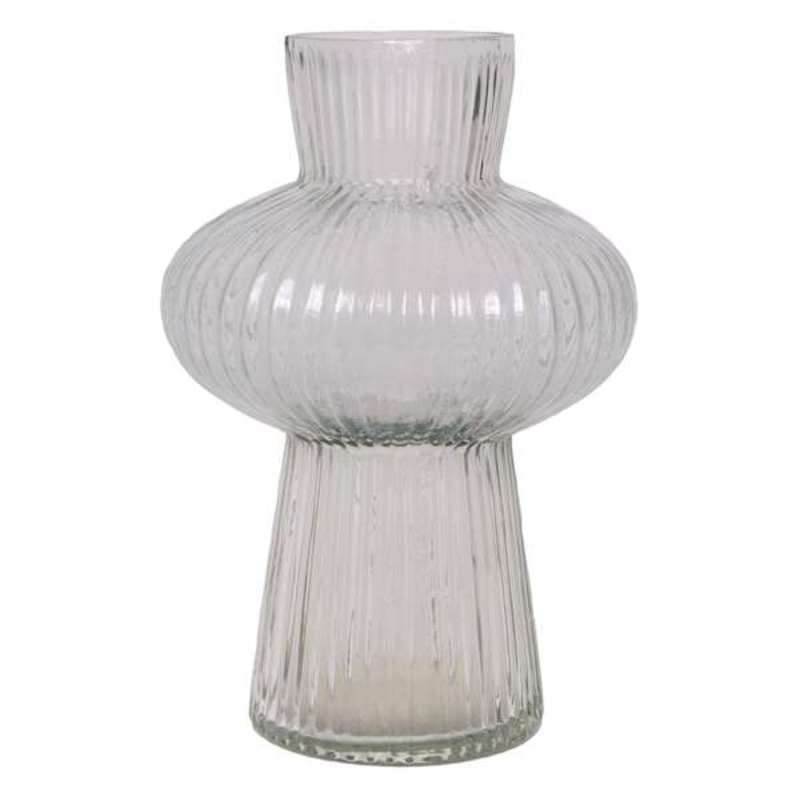 Clear Bubble Ribbed Glass Vase, 8.5″