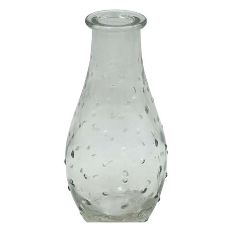 Clear Glass Dot Bud Vase, 5.5″