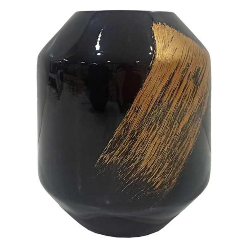 Crosby St. Black Gold Stroke Vase, 10″