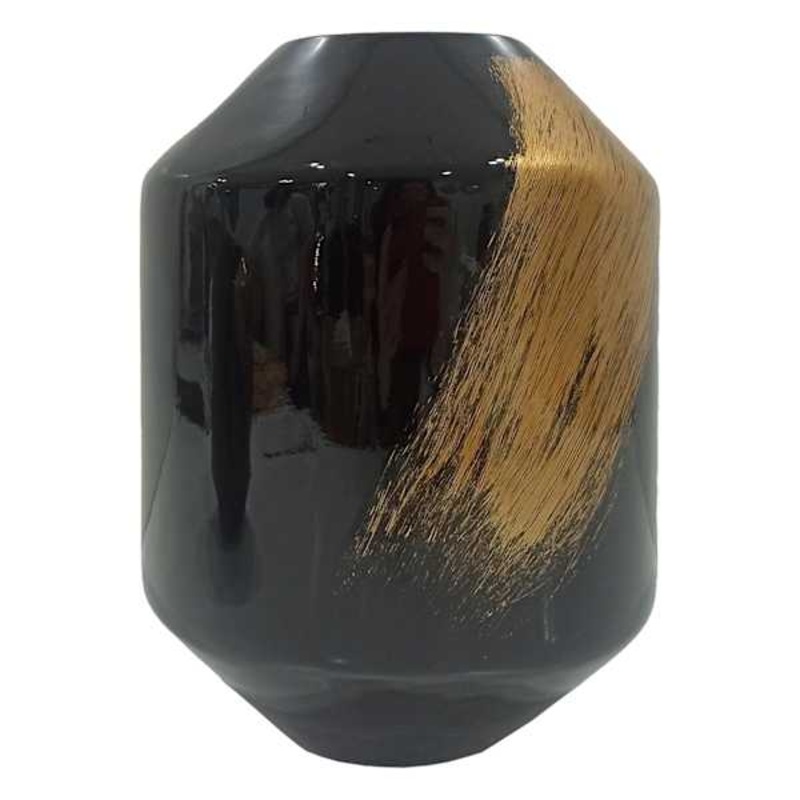 Crosby St. Black Gold Stroke Vase, 13″