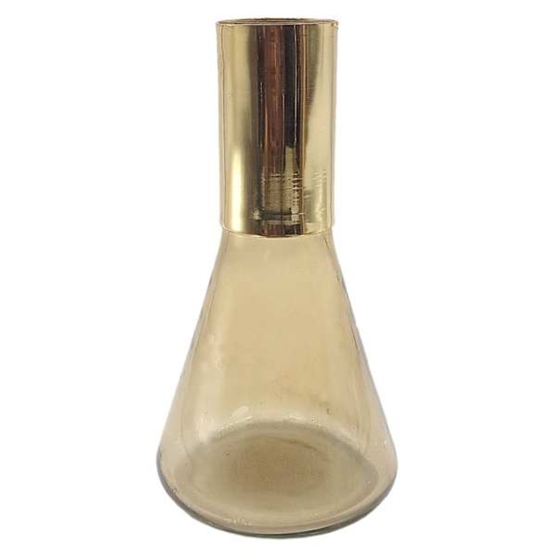Crosby St. Brown Glass Beaker Vase with Gold Neck, 7″