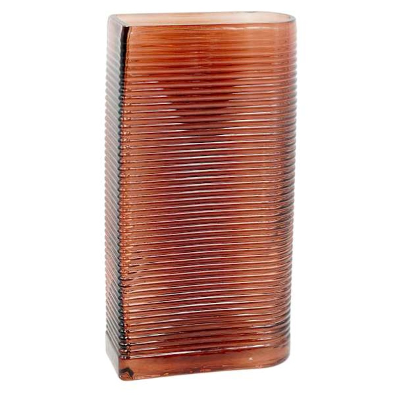 Crosby St. Red Ribbed Glass Vase, 6.5×11.8″