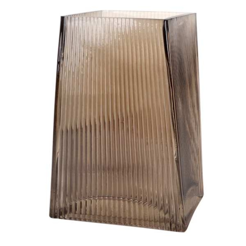 Crosby St. Ribbed Brown Glass Vase, 6.5″