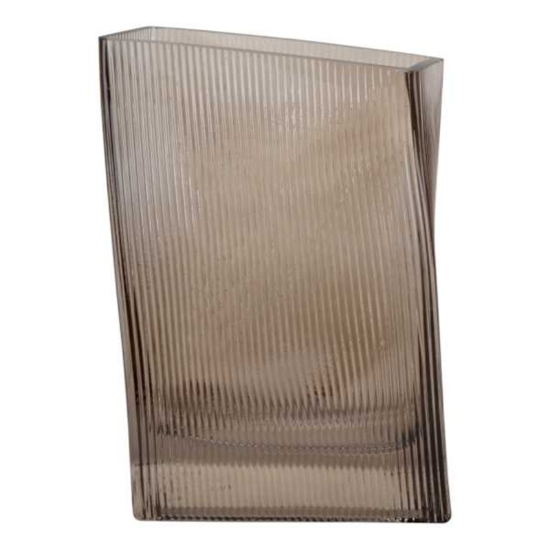 Crosby St. Ribbed Neutral Glass Vase, 8.5″