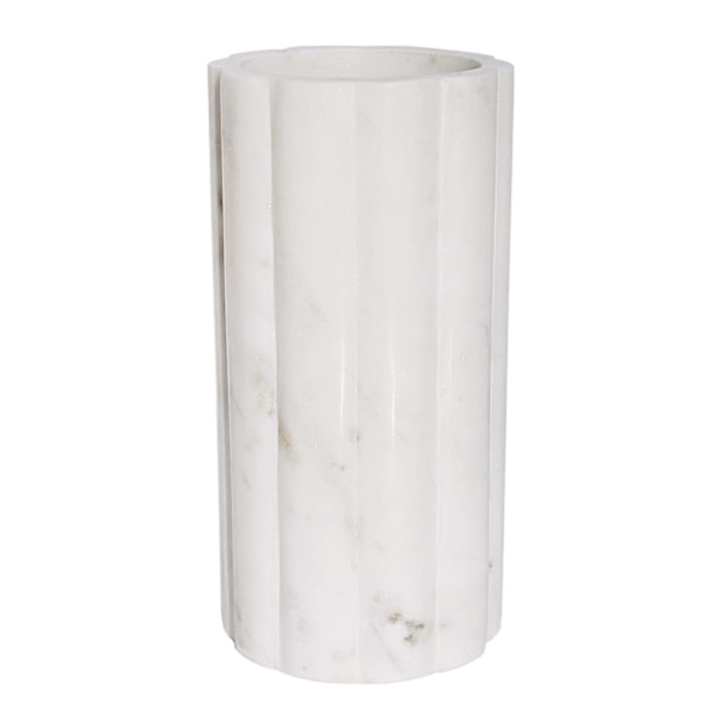 Cylindrical Marble Vase, 8″