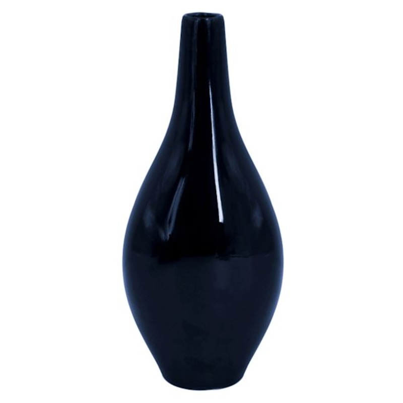 Dark Blue Ceramic Vase, 10″