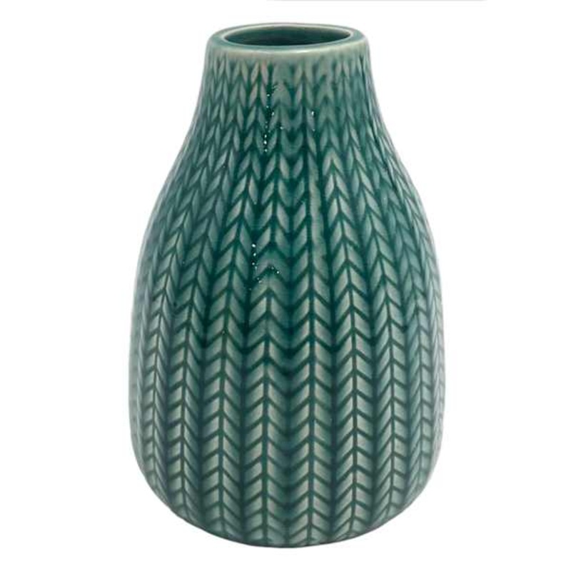 Dark Green Ceramic Vase, 5″