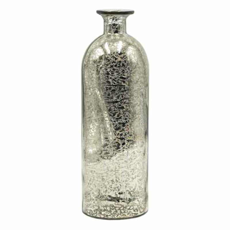 Distressed Mercury Glass Bottle Vase, 10″