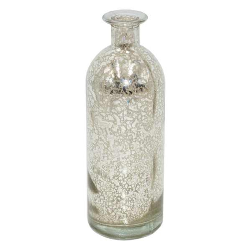 Distressed Mercury Glass Bottle Vase, 8″