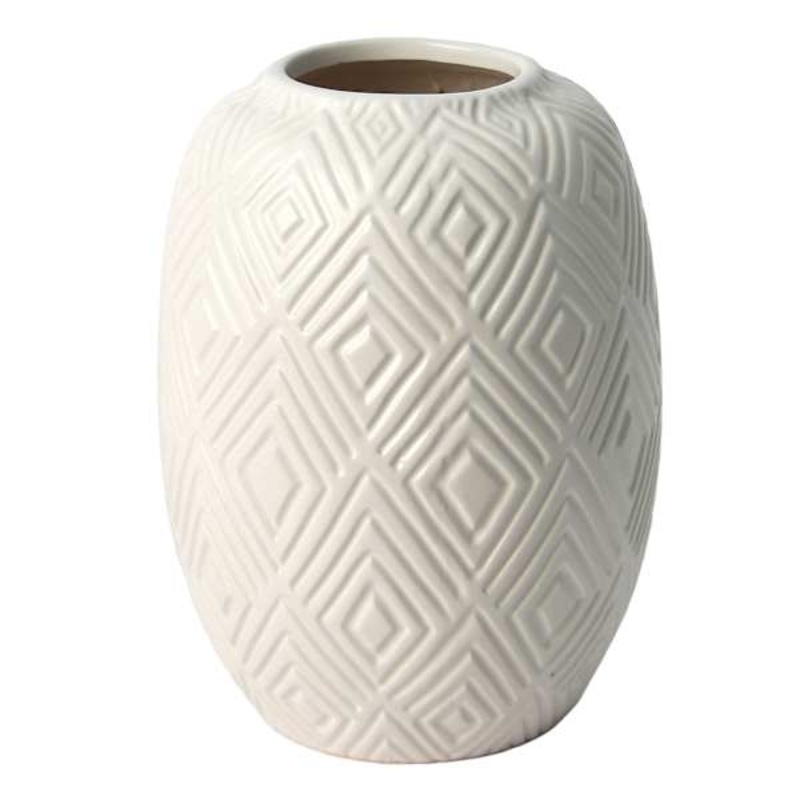 Eileen White Ceramic Vase, 8″
